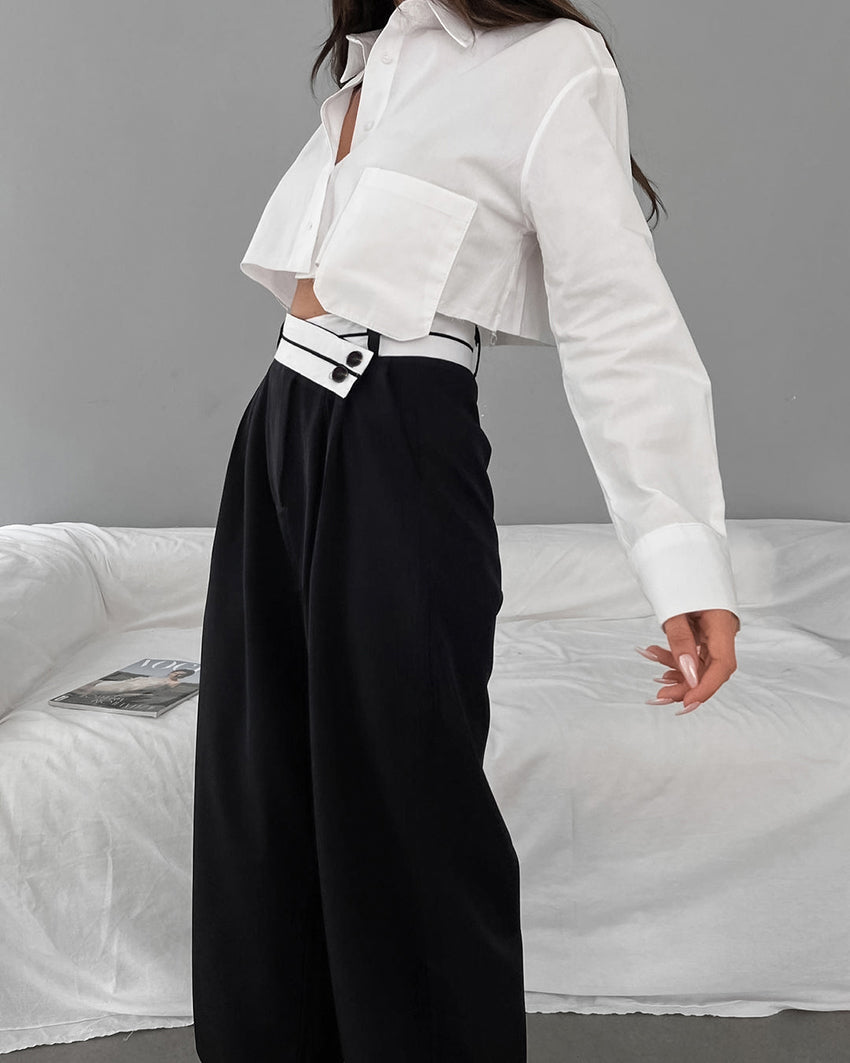 Dolores® | Wide trousers with an asymmetric waist belt