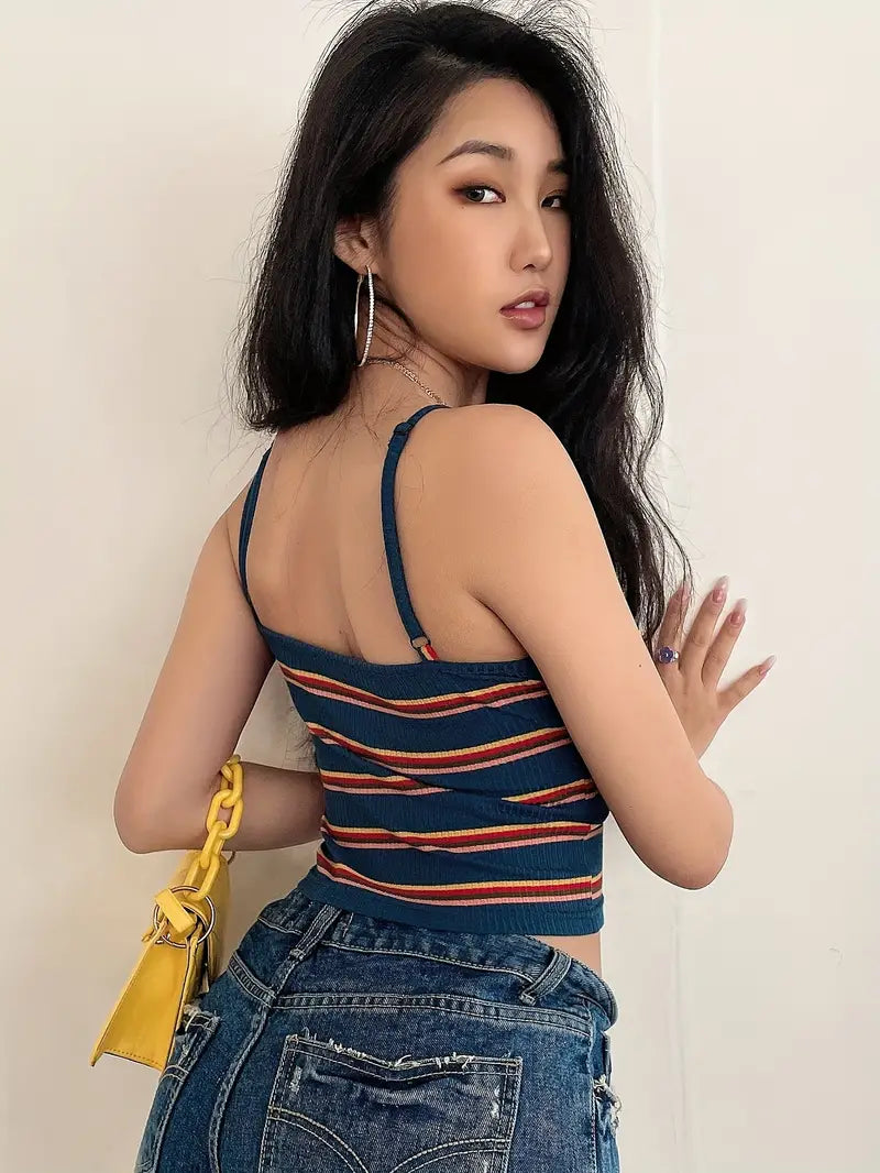 Brittany® | Striped Crop Top With Thin Straps