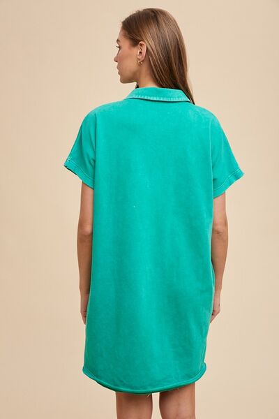 Daphne® | Short sleeve dress with mineral washed collar