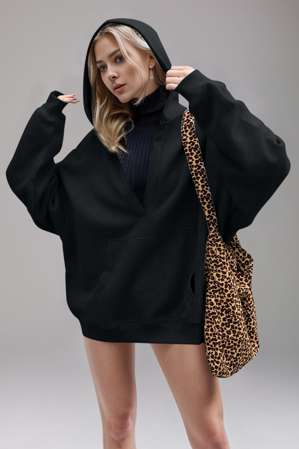 Bernadette® | Basic Bae Air Scuba long sleeve hoodie with kangaroo pocket