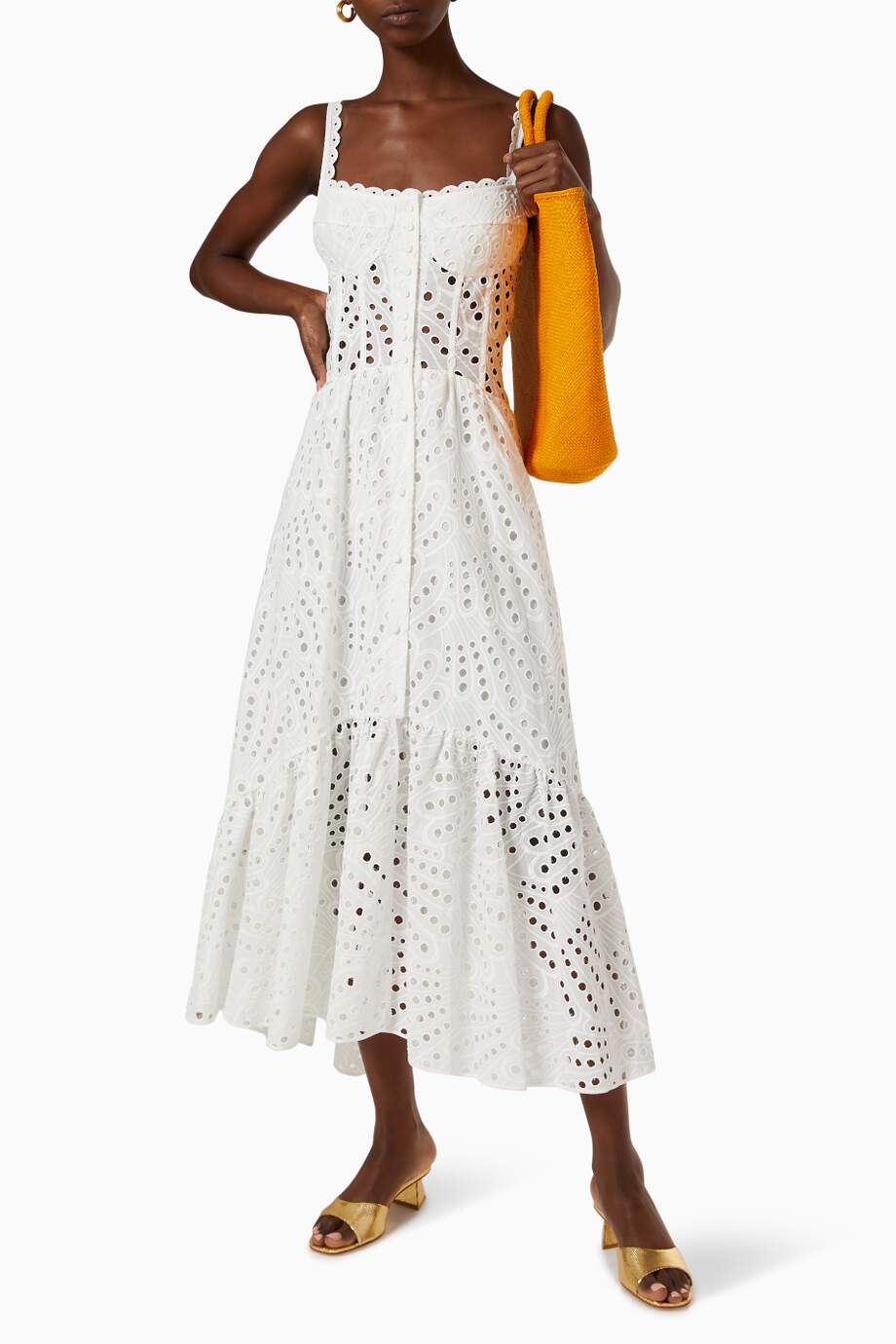 Belinda® | Embroidered Lace Midi Bustier Dress