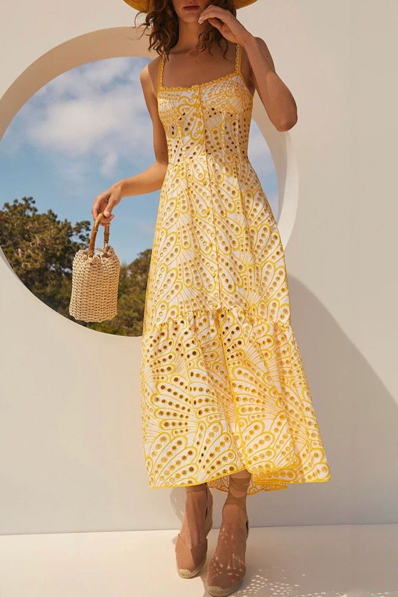 Belinda® | Embroidered Lace Midi Bustier Dress