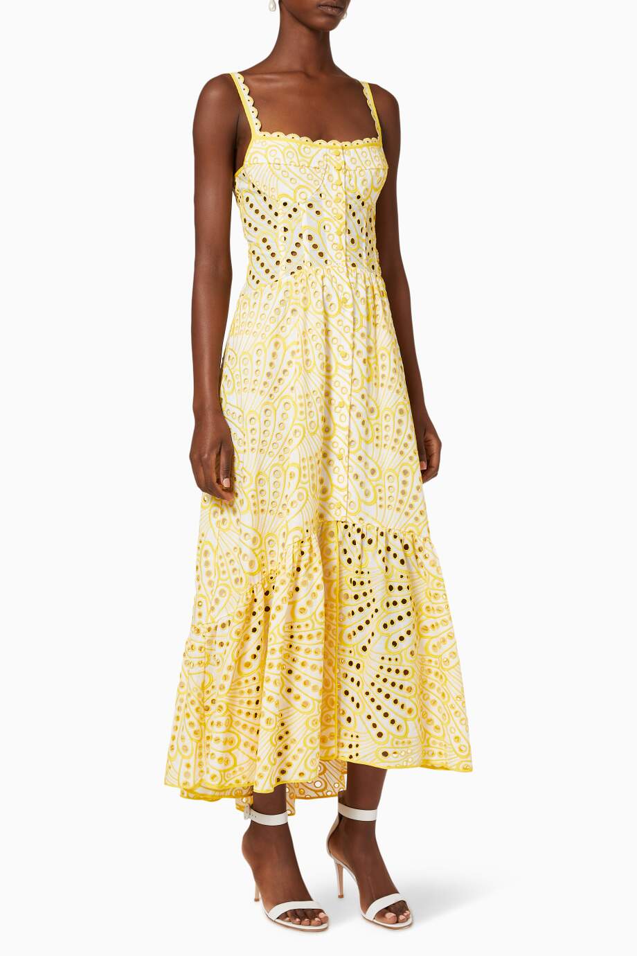 Belinda® | Embroidered Lace Midi Bustier Dress