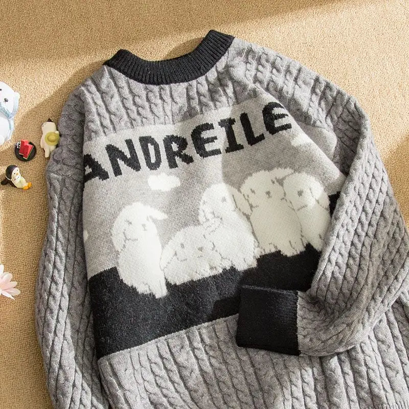 Aranza® | Cable sweater with a pastel cloud pattern