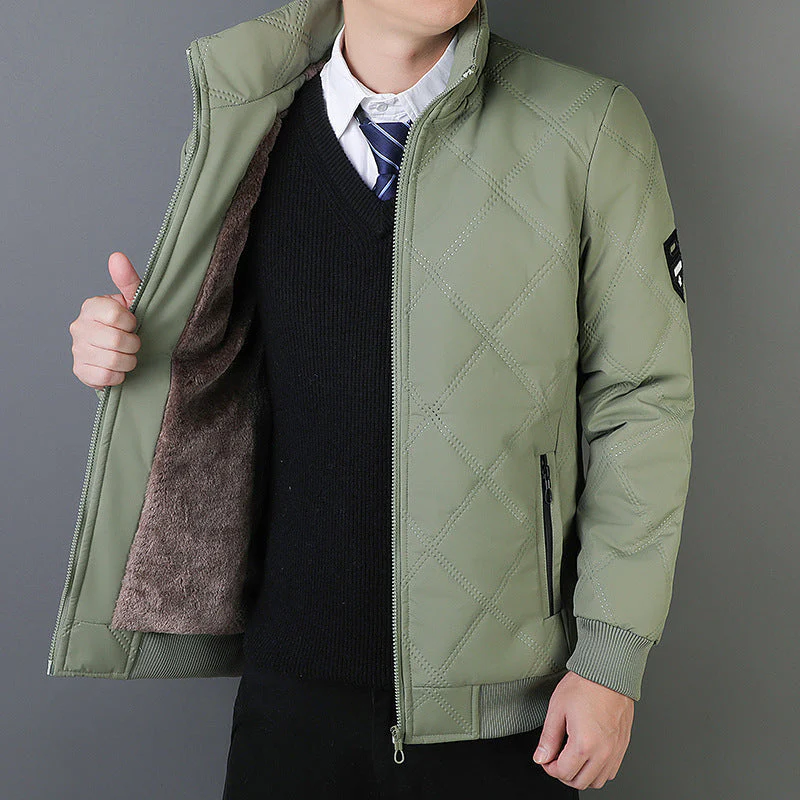 Men’s Quilted Jacket – Regular Fit – Insulated – Stand Collar – Zipper Pockets – Ribbed Cuffs