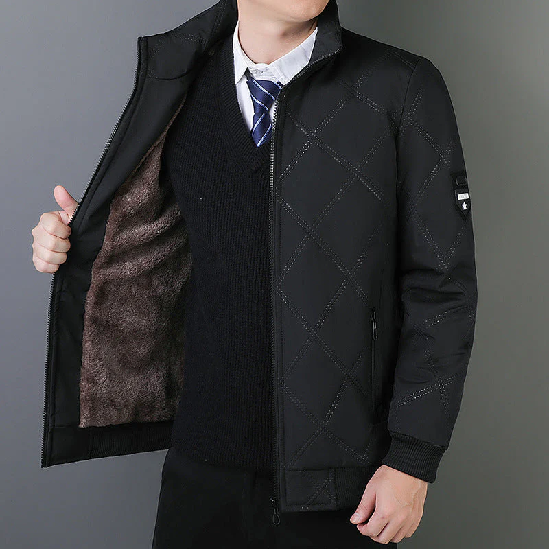 Men’s Quilted Jacket – Regular Fit – Insulated – Stand Collar – Zipper Pockets – Ribbed Cuffs