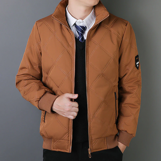 Men’s Quilted Jacket – Regular Fit – Insulated – Stand Collar – Zipper Pockets – Ribbed Cuffs