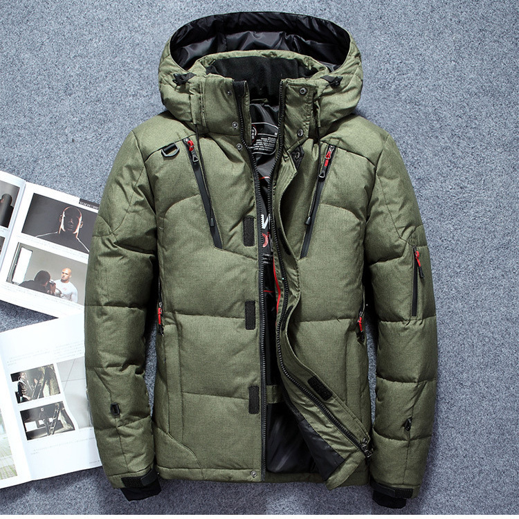 Men’s Puffer Jacket – Water-Repellent Finish – Adjustable Hood – Zipped Pockets