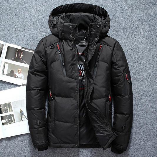 Men’s Puffer Jacket – Water-Repellent Finish – Adjustable Hood – Zipped Pockets