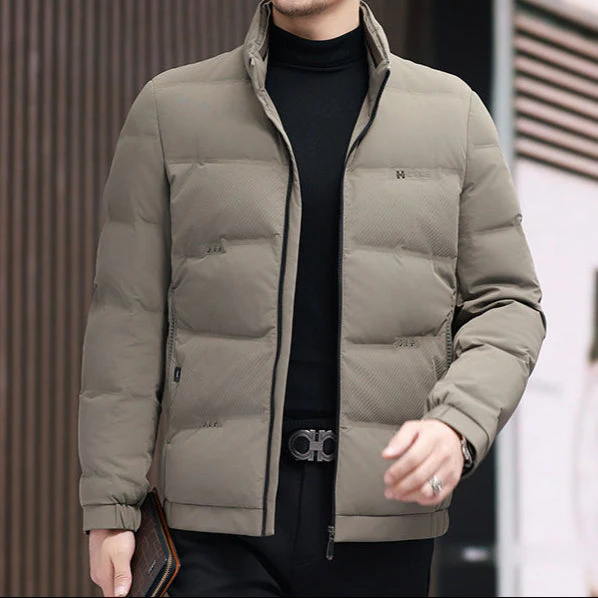 Men’s Puffer Jacket – Regular Fit – Quilted Insulated – Stand-Up Collar – Lightweight