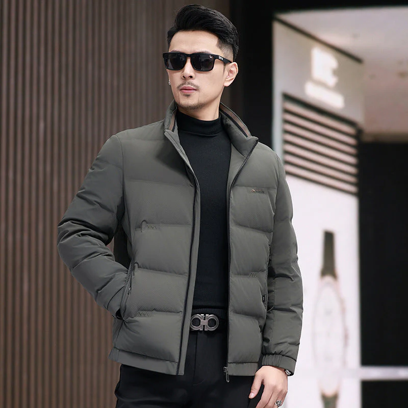 Men’s Puffer Jacket – Regular Fit – Quilted Insulated – Stand-Up Collar – Lightweight