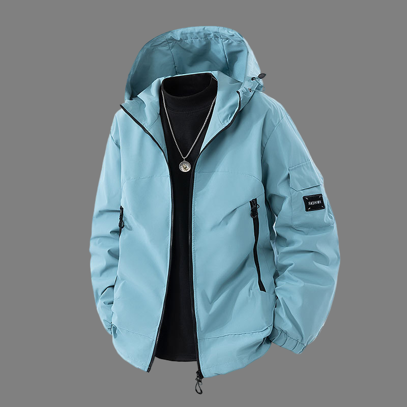 Men’s Hooded Jacket – Relaxed Fit – Water-Resistant – Zip Pockets – Adjustable Hem