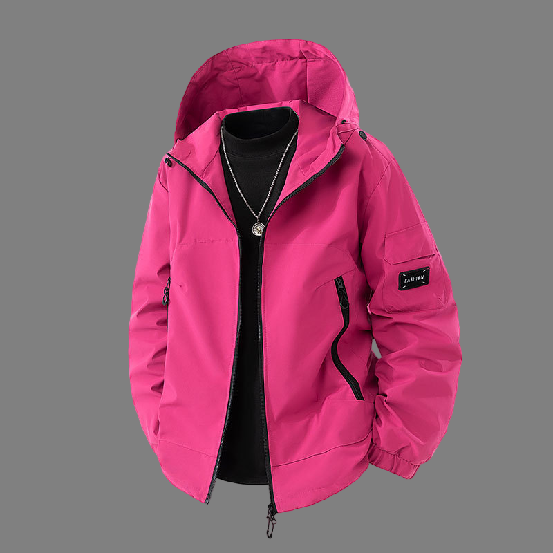 Men’s Hooded Jacket – Relaxed Fit – Water-Resistant – Zip Pockets – Adjustable Hem