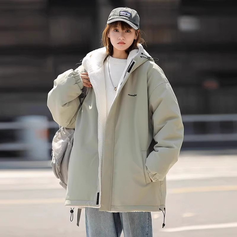 Women’s Hooded Jacket – Oversized Fit – Plush Lined – Reversible – Drawstring Hem