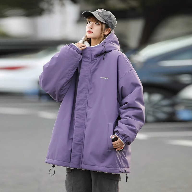 Women’s Hooded Jacket – Oversized Fit – Plush Lined – Reversible – Drawstring Hem