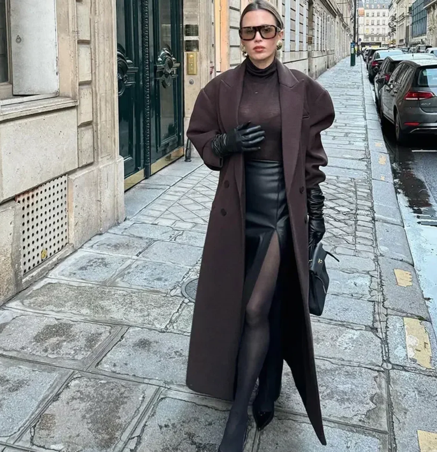 Women’s Long Coat – Oversized Fit – Wool Blend – Double-Breasted – Structured Design