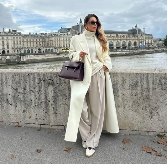 Women’s Overcoat – Wool Blend – Oversized Fit – Full Length – Classic Lapel