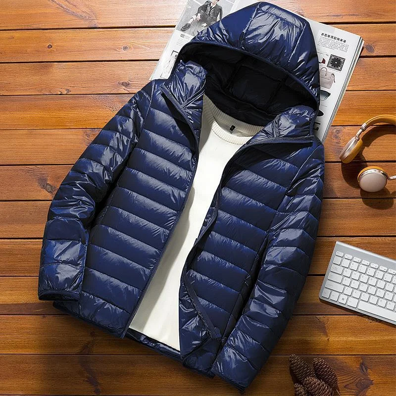 Men’s Puffer Jacket – Slim Fit – Hooded – Water-Resistant Lightweight Quilted Coat