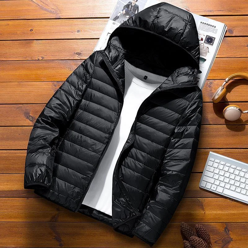Men’s Puffer Jacket – Slim Fit – Hooded – Water-Resistant Lightweight Quilted Coat