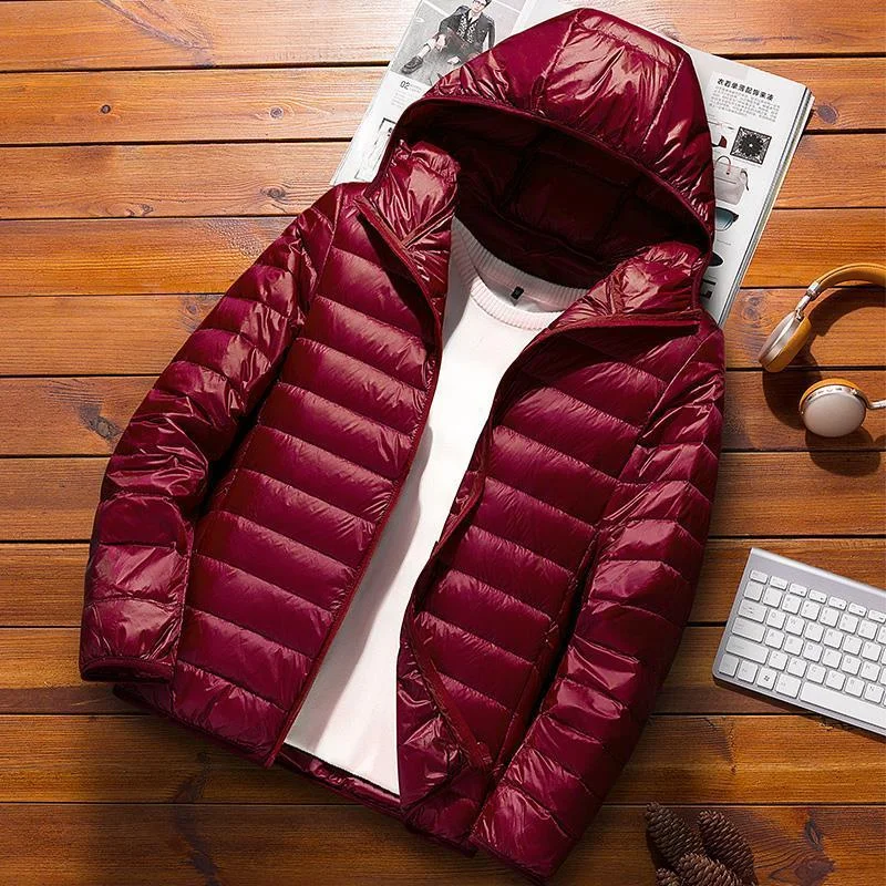 Men’s Puffer Jacket – Slim Fit – Hooded – Water-Resistant Lightweight Quilted Coat
