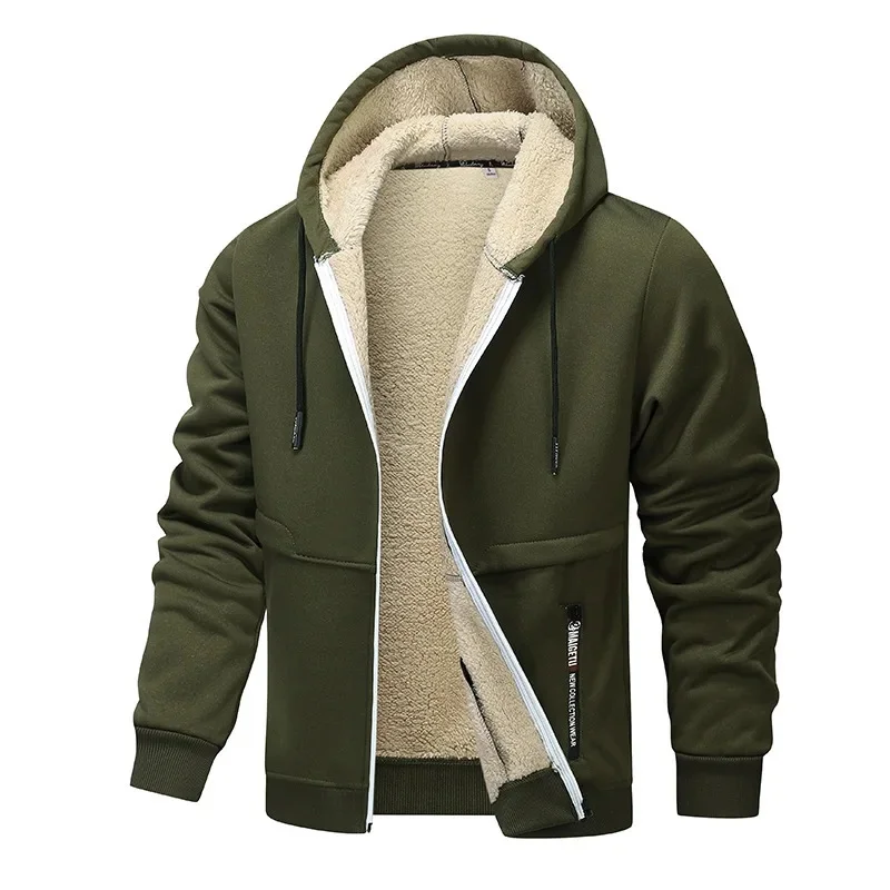 Men’s Fleece Jacket – Relaxed Fit – Sherpa Lined – Full Zip – Hooded with Pockets
