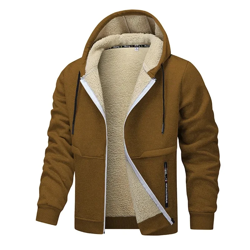 Men’s Fleece Jacket – Relaxed Fit – Sherpa Lined – Full Zip – Hooded with Pockets