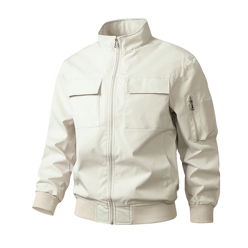 Men’s Bomber Jacket – Slim Fit – Wind-Resistant – Stand Collar – Flap Pockets