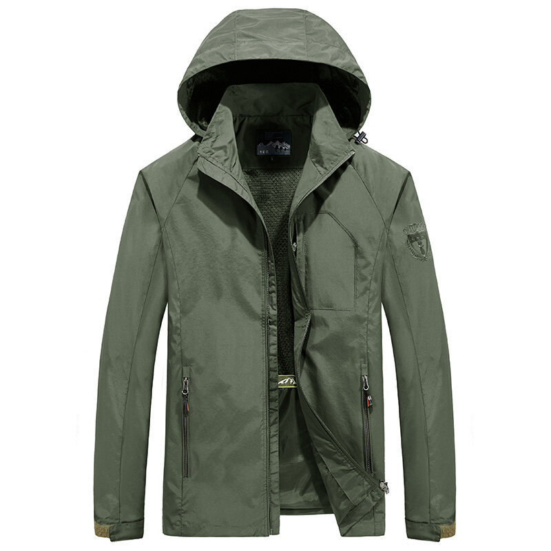 Men’s Hooded Jacket – Lightweight Quick-Dry – Loose Fit – Multi-Pocket Outdoor Wear