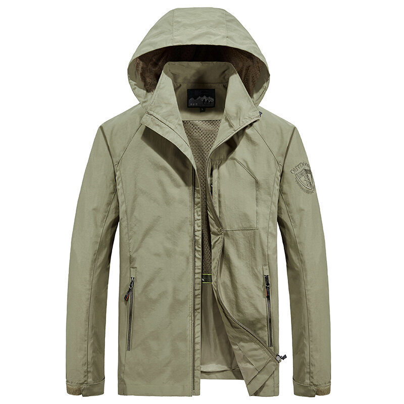 Men’s Hooded Jacket – Lightweight Quick-Dry – Loose Fit – Multi-Pocket Outdoor Wear