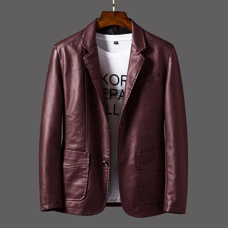 Men’s Leather Blazer – Tailored Fit – Single Button – Notched Lapel – Hip Length