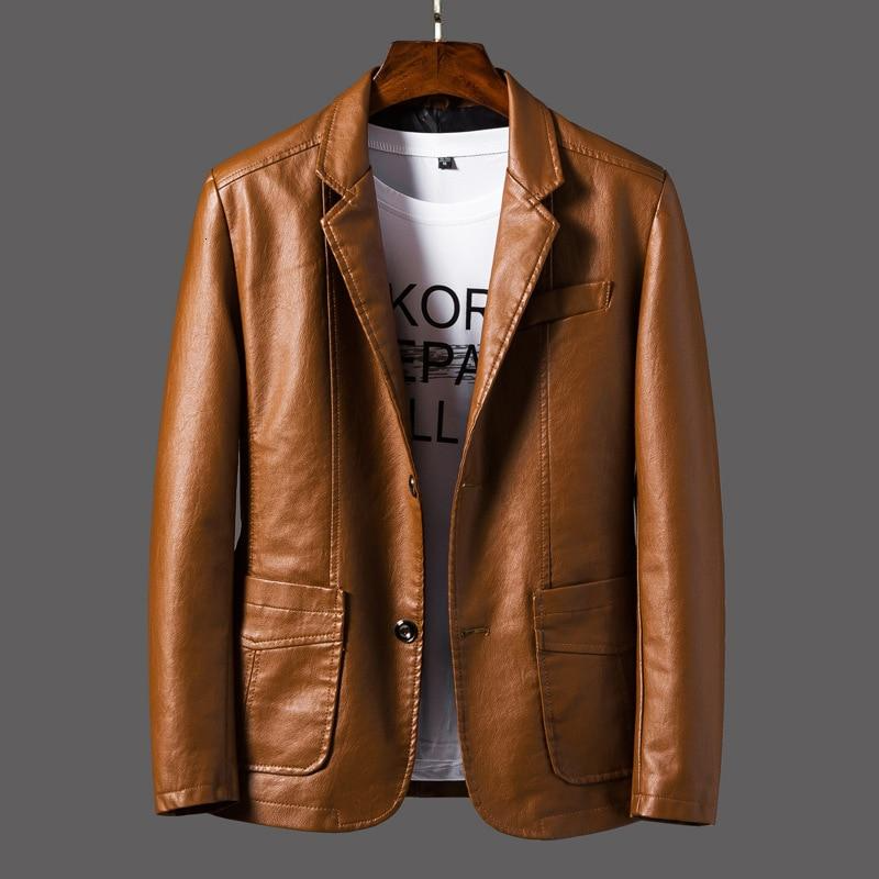 Men’s Leather Blazer – Tailored Fit – Single Button – Notched Lapel – Hip Length