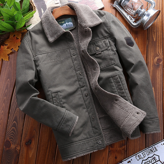 Men’s Jacket – Regular Fit – Plush Lining – Button Closure – Durable Casual Style
