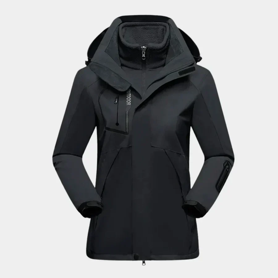 Women’s Outdoor Jacket – Water-Resistant Shell – Fleece Liner – 2-in-1 Design