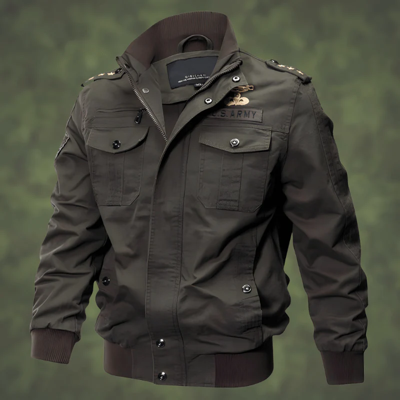 Men’s Bomber Jacket – Regular Fit – Ribbed Trim – Utility Pockets – Military Style
