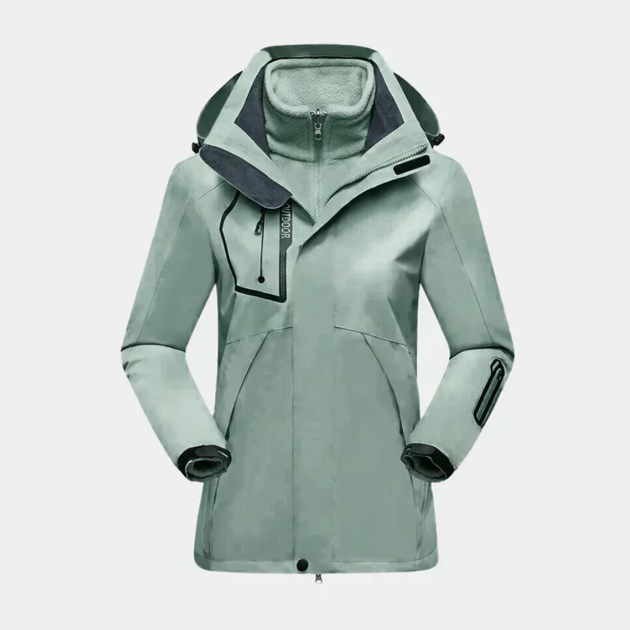 Women’s Outdoor Jacket – Water-Resistant Shell – Fleece Liner – 2-in-1 Design
