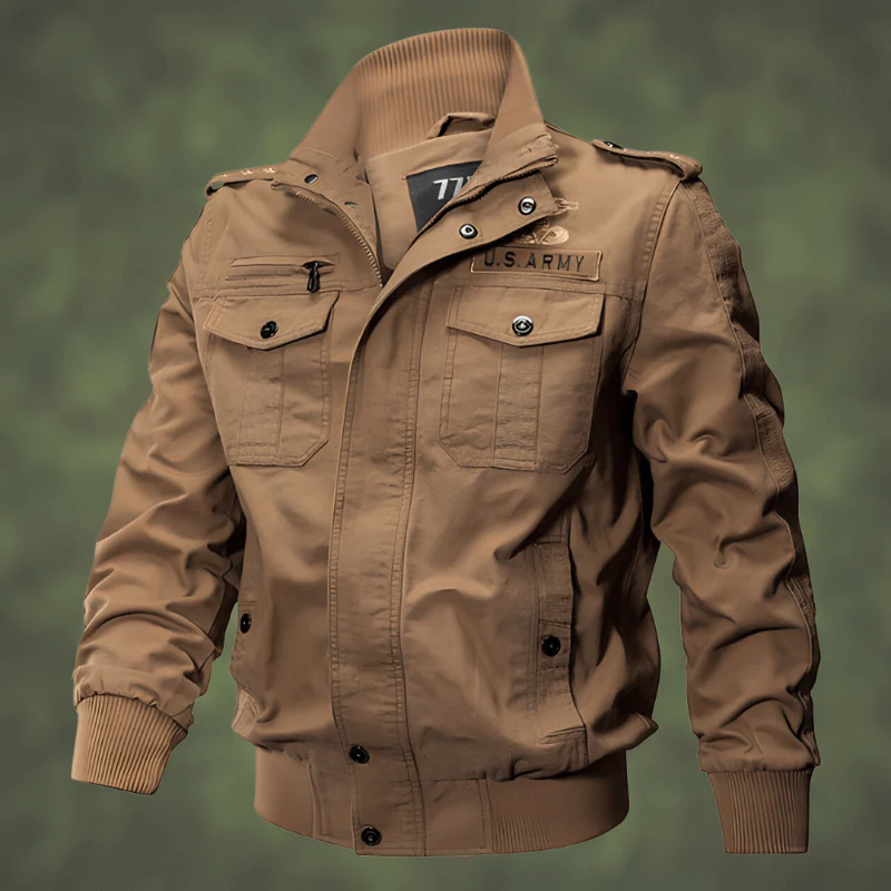 Men’s Bomber Jacket – Regular Fit – Ribbed Trim – Utility Pockets – Military Style