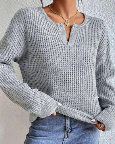 Women’s V-Neck Sweater – Wool Blend – Relaxed Fit – Cropped Knit – Ribbed Trim