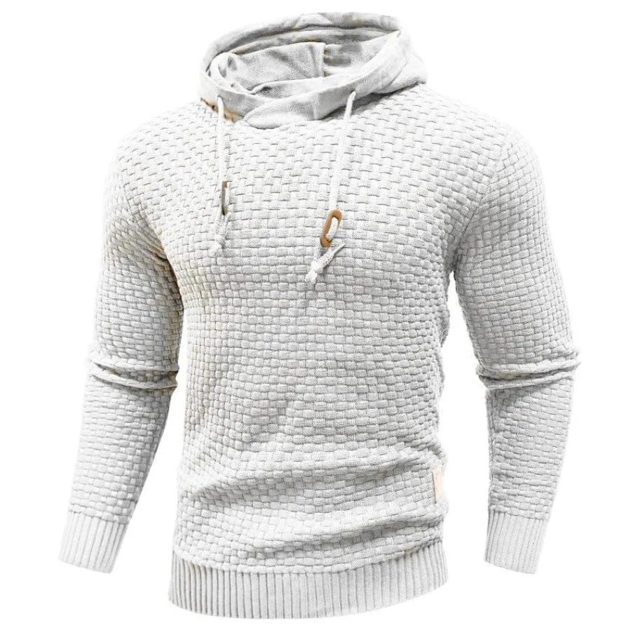 Men’s Hoodie – Regular Fit – Knitted Texture – Drawstring Hood with Toggle – Ribbed Trim