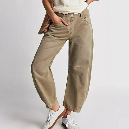 Women’s Wide Leg Jeans – Relaxed Fit – Full Length – Casual Denim with Belt Loops