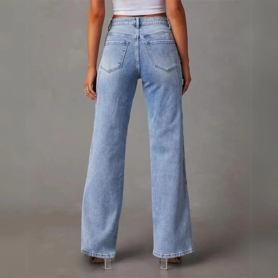 Women’s Flared Jeans – High Waist – Full Length – Structured Denim – Retro Fit