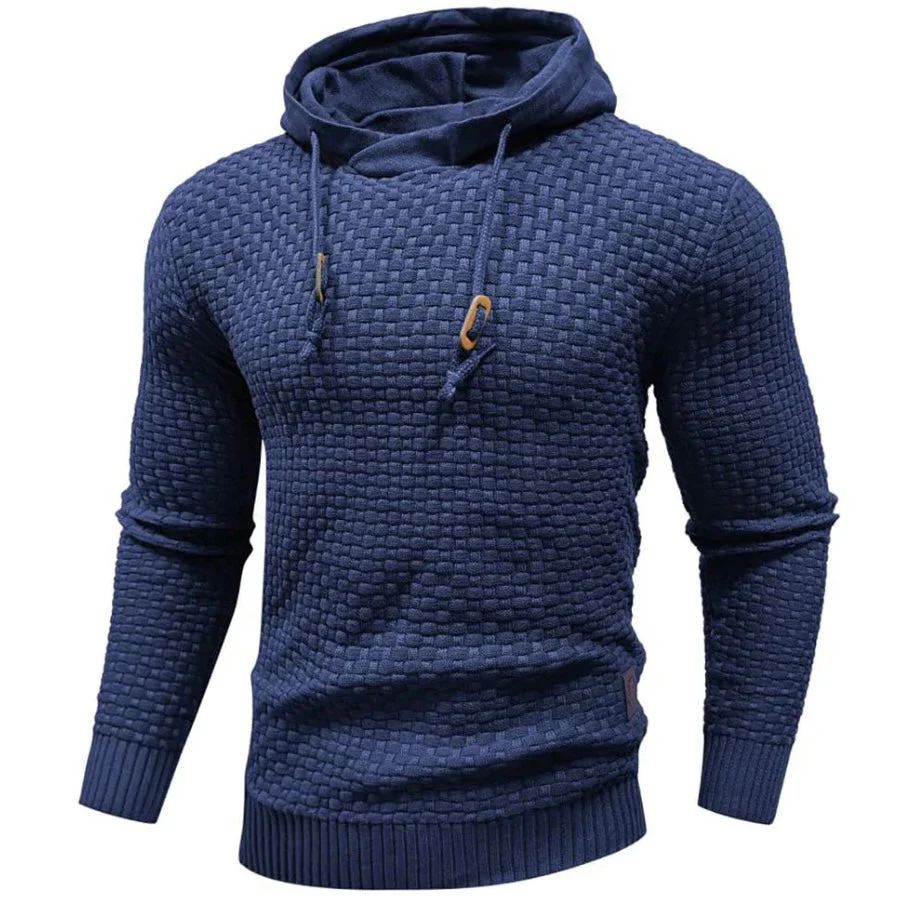 Men’s Hoodie – Regular Fit – Knitted Texture – Drawstring Hood with Toggle – Ribbed Trim