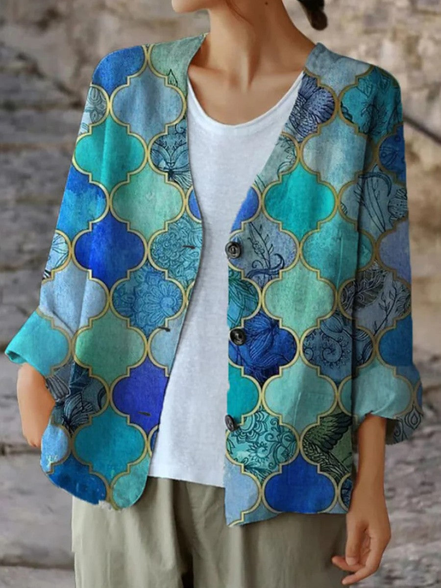 Adeline | Women's Button Front Printed Jacket