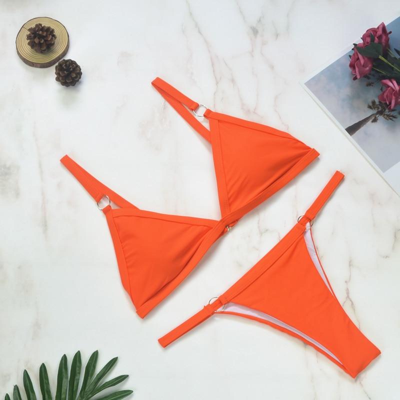 Benedetta® | Heidi-Mode Two-Piece Bikini Swimsuit With Gold-Colored Metal Rings And Triangular Cups