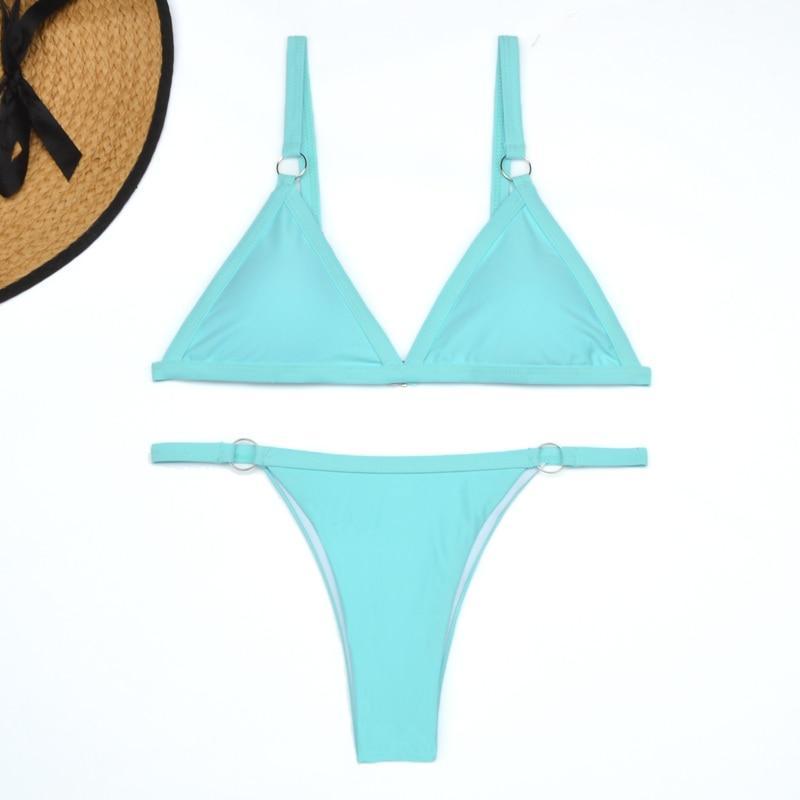 Benedetta® | Heidi-Mode Two-Piece Bikini Swimsuit With Gold-Colored Metal Rings And Triangular Cups