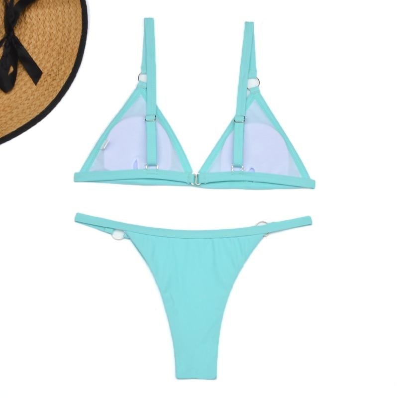 Benedetta® | Heidi-Mode Two-Piece Bikini Swimsuit With Gold-Colored Metal Rings And Triangular Cups