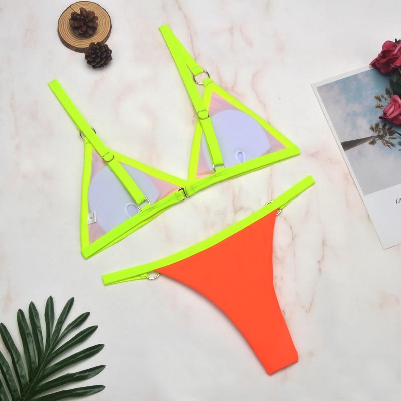 Benedetta® | Heidi-Mode Two-Piece Bikini Swimsuit With Gold-Colored Metal Rings And Triangular Cups