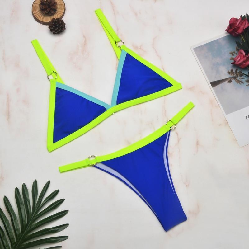 Benedetta® | Heidi-Mode Two-Piece Bikini Swimsuit With Gold-Colored Metal Rings And Triangular Cups