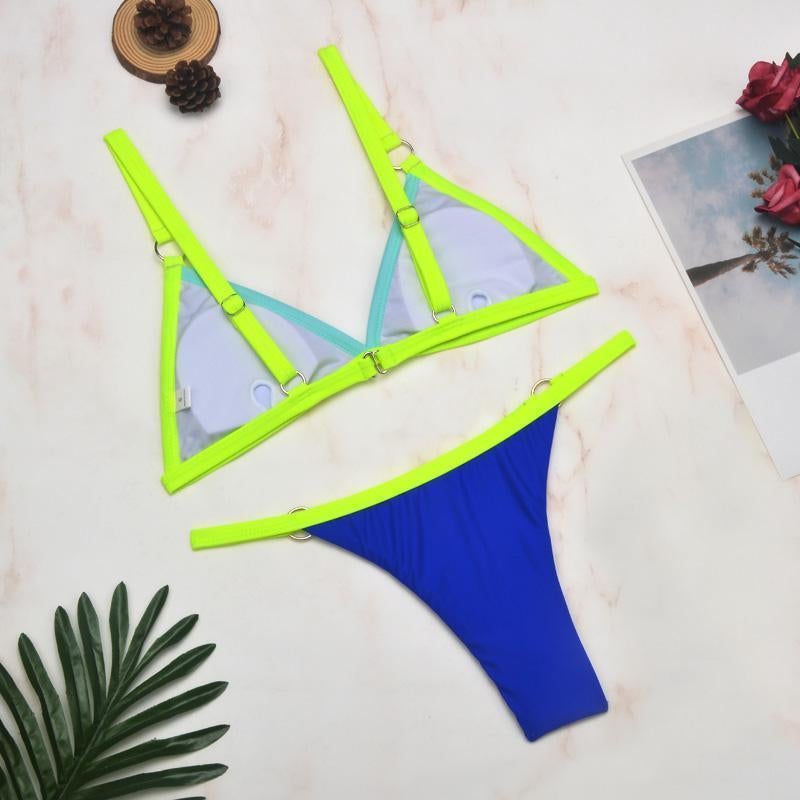 Benedetta® | Heidi-Mode Two-Piece Bikini Swimsuit With Gold-Colored Metal Rings And Triangular Cups