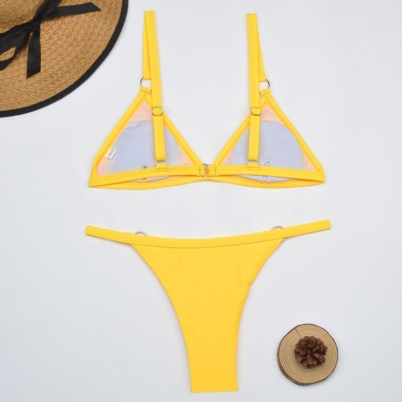 Benedetta® | Heidi-Mode Two-Piece Bikini Swimsuit With Gold-Colored Metal Rings And Triangular Cups