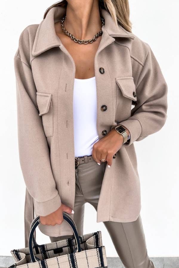 Aurora® | Solid color shirt and loose woolen coat